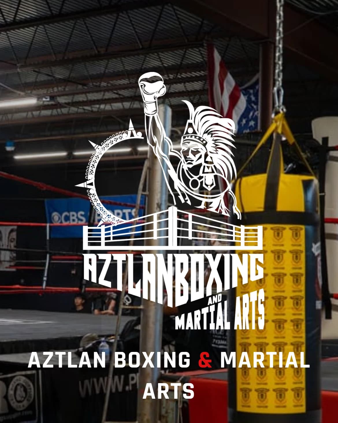 The same homepage on a phone: the logo and headline over the gym photograph